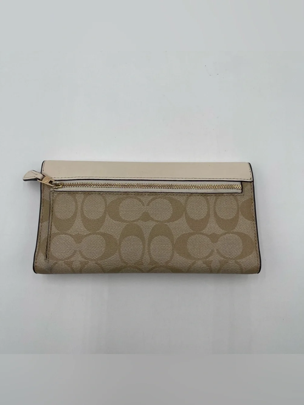 Coach Slim Trifold Wallet In Signature Canvas EUC Logo Designer